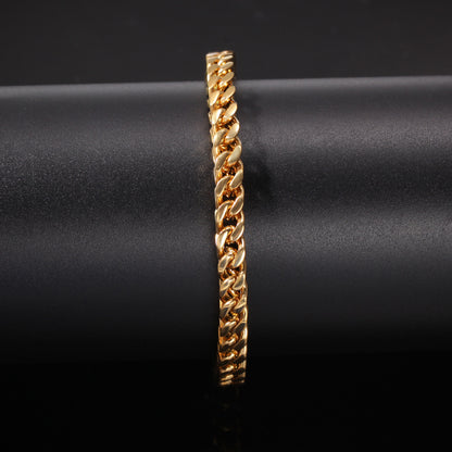 European and American Hip Hop Simple 6mm Stainless Steel Men's Bracelet Retro Personality Trendy Quartet Forward and Reverse Chain Factory Outlet