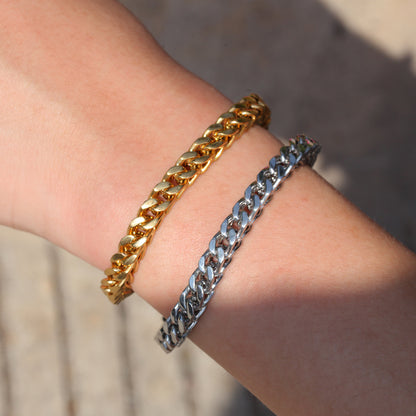European and American Hip Hop Simple 6mm Stainless Steel Men's Bracelet Retro Personality Trendy Quartet Forward and Reverse Chain Factory Outlet