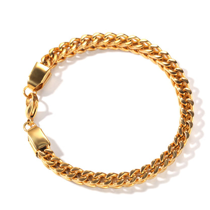 European and American Hip Hop Simple 6mm Stainless Steel Men's Bracelet Retro Personality Trendy Quartet Forward and Reverse Chain Factory Outlet