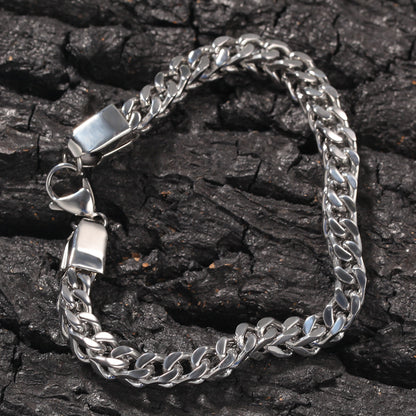 European and American Hip Hop Simple 6mm Stainless Steel Men's Bracelet Retro Personality Trendy Quartet Forward and Reverse Chain Factory Outlet