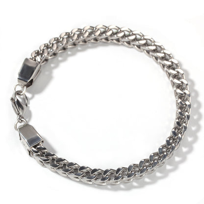 European and American Hip Hop Simple 6mm Stainless Steel Men's Bracelet Retro Personality Trendy Quartet Forward and Reverse Chain Factory Outlet