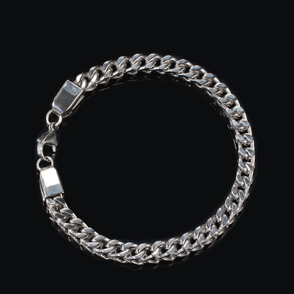 European and American Hip Hop Simple 6mm Stainless Steel Men's Bracelet Retro Personality Trendy Quartet Forward and Reverse Chain Factory Outlet