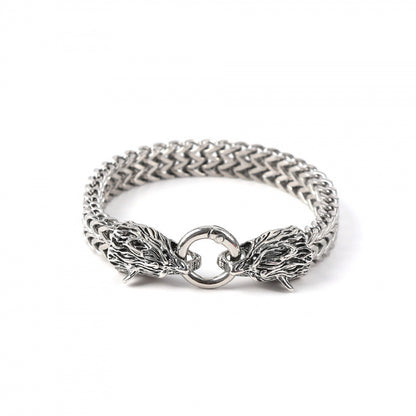 European and American Popular Retro Viking Wolf Head Bracelet Men's Stainless Steel Chain European and American Fashion Norwegian Style Bracelet Wholesale