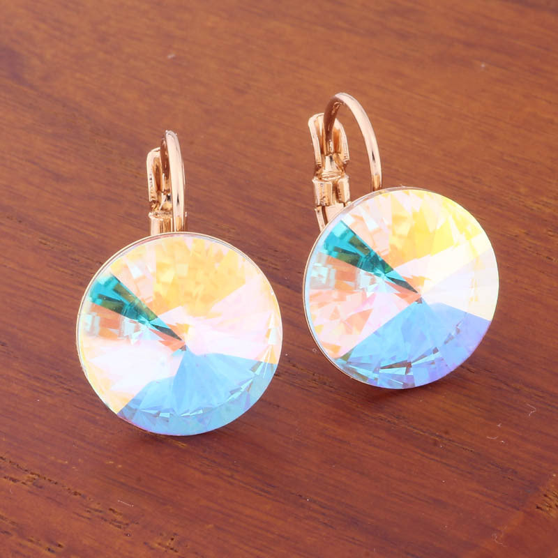 14mm Round Color Ear Buckle European and American Cross-border Earrings Gold Earrings Advanced Sense ins Simple Popular Jewelry