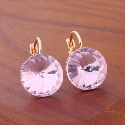 14mm Round Color Ear Buckle European and American Cross-border Earrings Gold Earrings Advanced Sense ins Simple Popular Jewelry