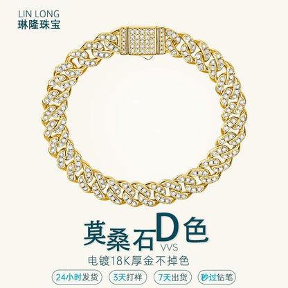 Cross-Border S925 Silver Moissanite Pure Silver Bracelet Niche Light Luxury High-End Bracelet Ins Fashion Temperament Jewelry for Women