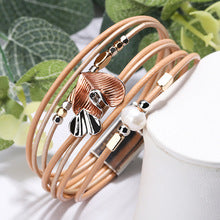 Cross-Border E-Commerce European and American Titanium Steel Lettering Old Pattern Cowhide Rope Bracelet Stainless Steel Magnetic Buckle Male and Female Couple Bracelet