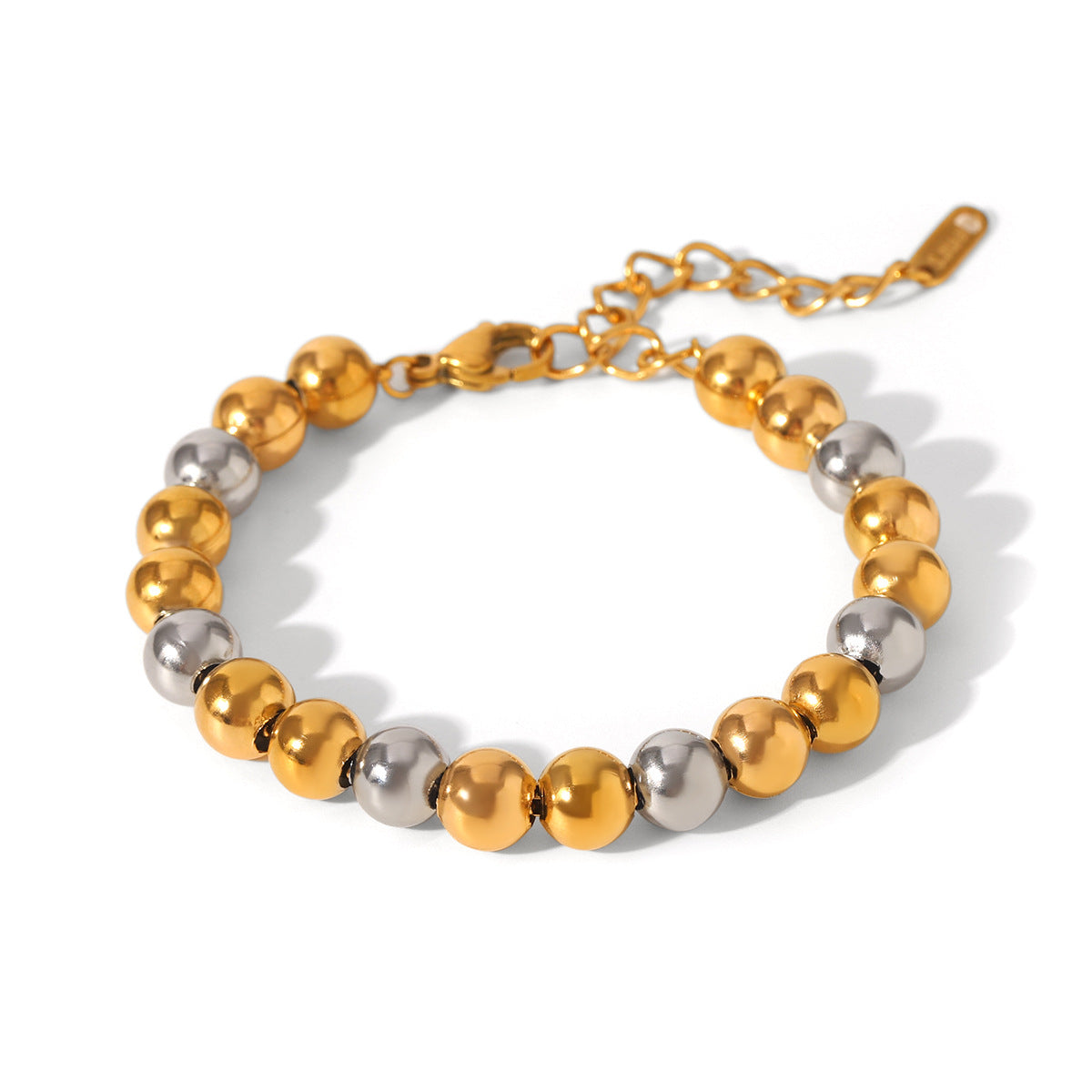 European and American Contrasting Color Ball Chain Stainless Steel Necklace Bracelet Women's Light Luxury Titanium Steel Clavicle Chain Color Matching Necklace Cross-Border Hand Jewelry