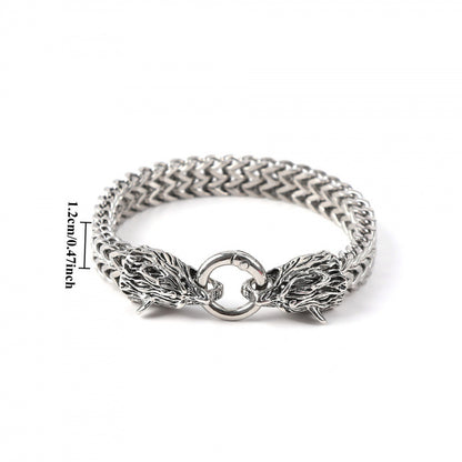 European and American Popular Retro Viking Wolf Head Bracelet Men's Stainless Steel Chain European and American Fashion Norwegian Style Bracelet Wholesale