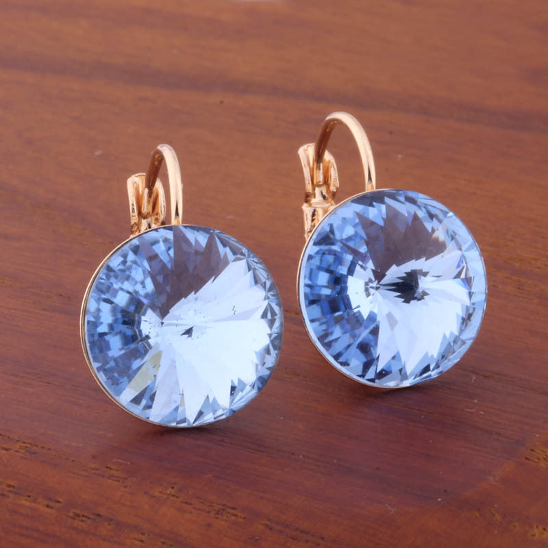 14mm Round Color Ear Buckle European and American Cross-border Earrings Gold Earrings Advanced Sense ins Simple Popular Jewelry