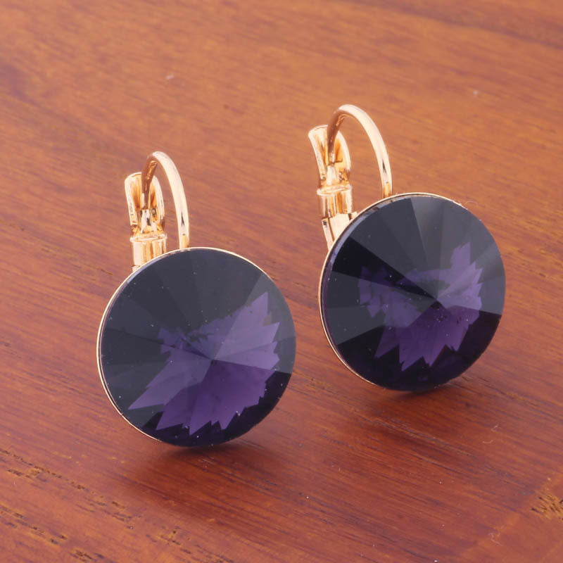 14mm Round Color Ear Buckle European and American Cross-border Earrings Gold Earrings Advanced Sense ins Simple Popular Jewelry