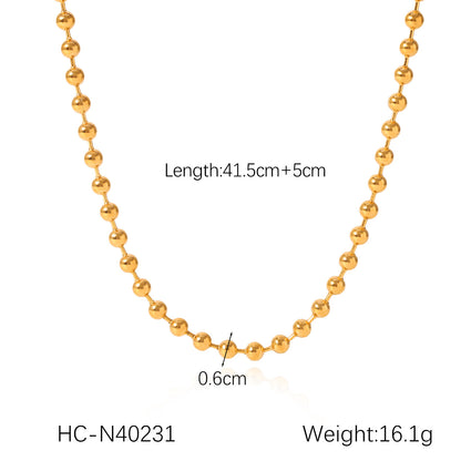 European and American Contrasting Color Ball Chain Stainless Steel Necklace Bracelet Women's Light Luxury Titanium Steel Clavicle Chain Color Matching Necklace Cross-Border Hand Jewelry