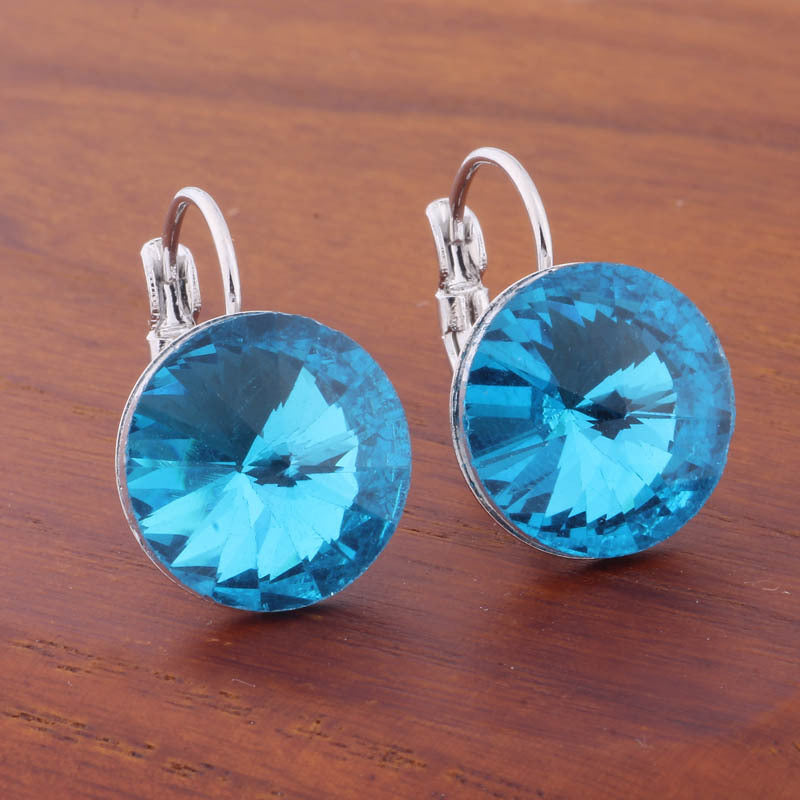 14mm Round Color Ear Buckle European and American Cross-border Earrings Gold Earrings Advanced Sense ins Simple Popular Jewelry