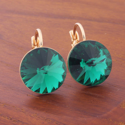 14mm Round Color Ear Buckle European and American Cross-border Earrings Gold Earrings Advanced Sense ins Simple Popular Jewelry