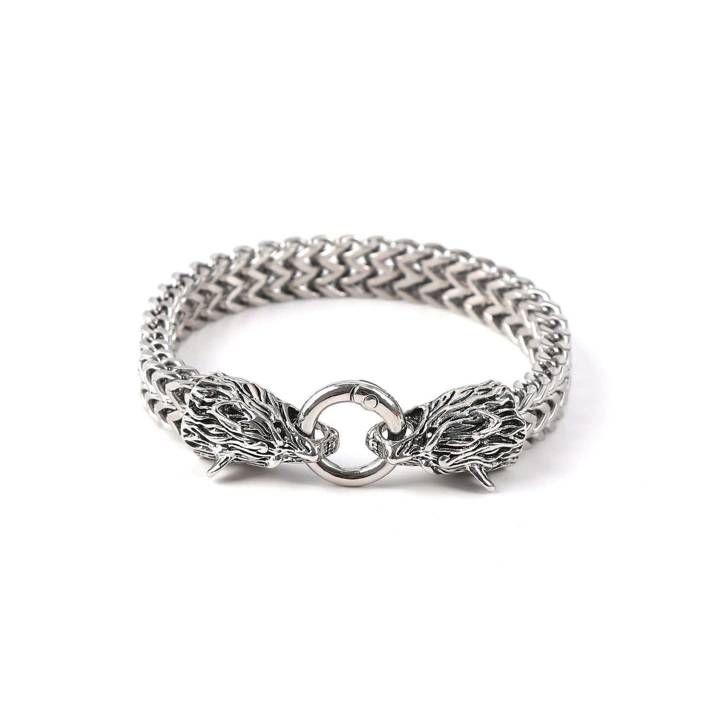 European and American Popular Retro Viking Wolf Head Bracelet Men's Stainless Steel Chain European and American Fashion Norwegian Style Bracelet Wholesale