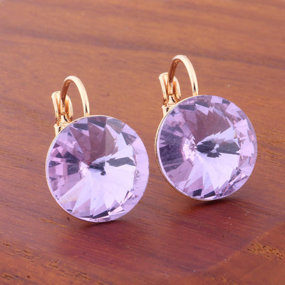 14mm Round Color Ear Buckle European and American Cross-border Earrings Gold Earrings Advanced Sense ins Simple Popular Jewelry