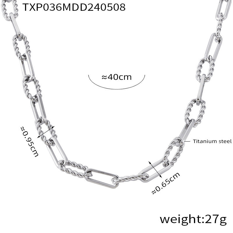 European and American Hip-Hop Fashion All-Match New Pattern Necklace Personalized Trendy Bracelet Titanium Steel Gold Plated Neutral Chain suit Women