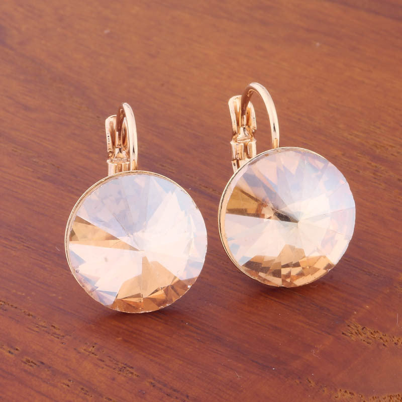 14mm Round Color Ear Buckle European and American Cross-border Earrings Gold Earrings Advanced Sense ins Simple Popular Jewelry