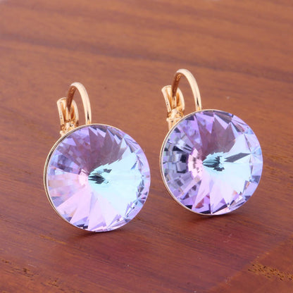 14mm Round Color Ear Buckle European and American Cross-border Earrings Gold Earrings Advanced Sense ins Simple Popular Jewelry