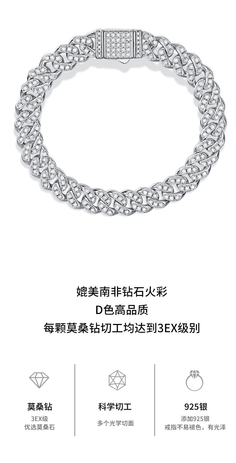 Cross-Border S925 Silver Moissanite Pure Silver Bracelet Niche Light Luxury High-End Bracelet Ins Fashion Temperament Jewelry for Women