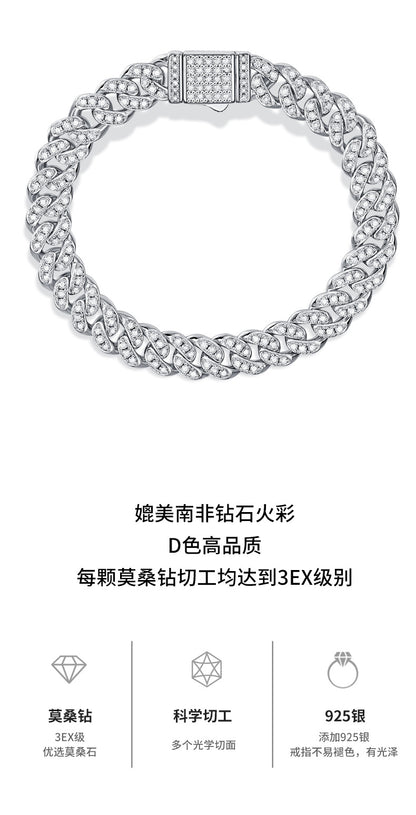 Cross-Border S925 Silver Moissanite Pure Silver Bracelet Niche Light Luxury High-End Bracelet Ins Fashion Temperament Jewelry for Women