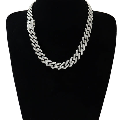 Cool trendy men's domineering motorcycle hip hop style Cuban chain necklace personality European and American full diamond alloy diamond chain necklace