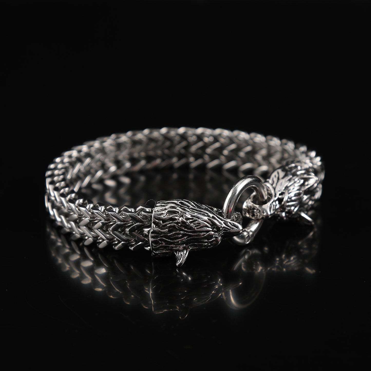 European and American Popular Retro Viking Wolf Head Bracelet Men's Stainless Steel Chain European and American Fashion Norwegian Style Bracelet Wholesale