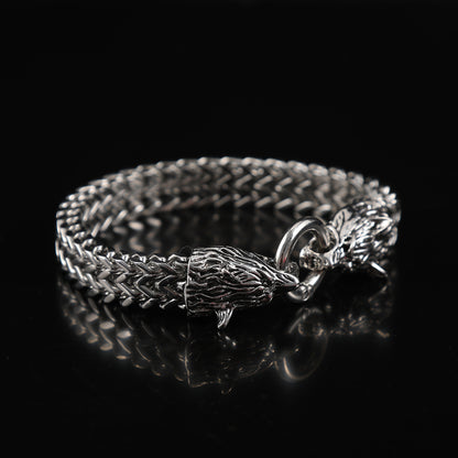 European and American Popular Retro Viking Wolf Head Bracelet Men's Stainless Steel Chain European and American Fashion Norwegian Style Bracelet Wholesale