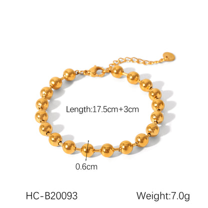 European and American Contrasting Color Ball Chain Stainless Steel Necklace Bracelet Women's Light Luxury Titanium Steel Clavicle Chain Color Matching Necklace Cross-Border Hand Jewelry