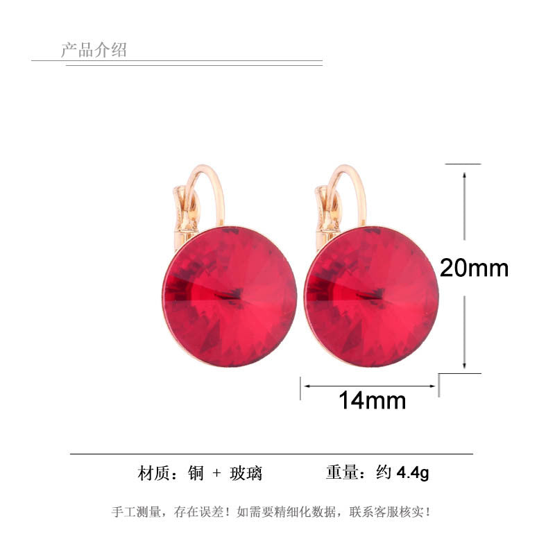 14mm Round Color Ear Buckle European and American Cross-border Earrings Gold Earrings Advanced Sense ins Simple Popular Jewelry