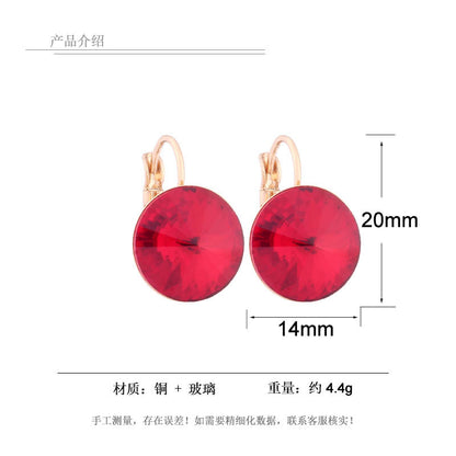 14mm Round Color Ear Buckle European and American Cross-border Earrings Gold Earrings Advanced Sense ins Simple Popular Jewelry