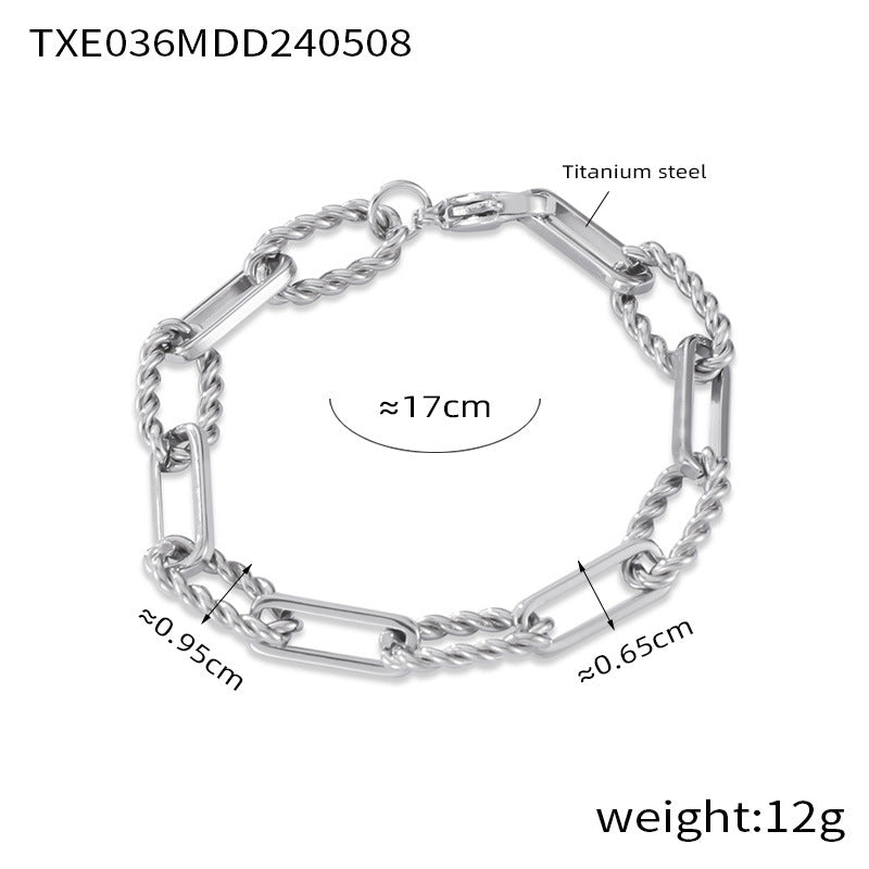 European and American Hip-Hop Fashion All-Match New Pattern Necklace Personalized Trendy Bracelet Titanium Steel Gold Plated Neutral Chain suit Women