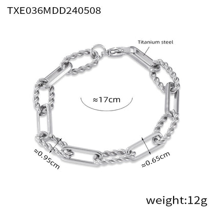 European and American Hip-Hop Fashion All-Match New Pattern Necklace Personalized Trendy Bracelet Titanium Steel Gold Plated Neutral Chain suit Women