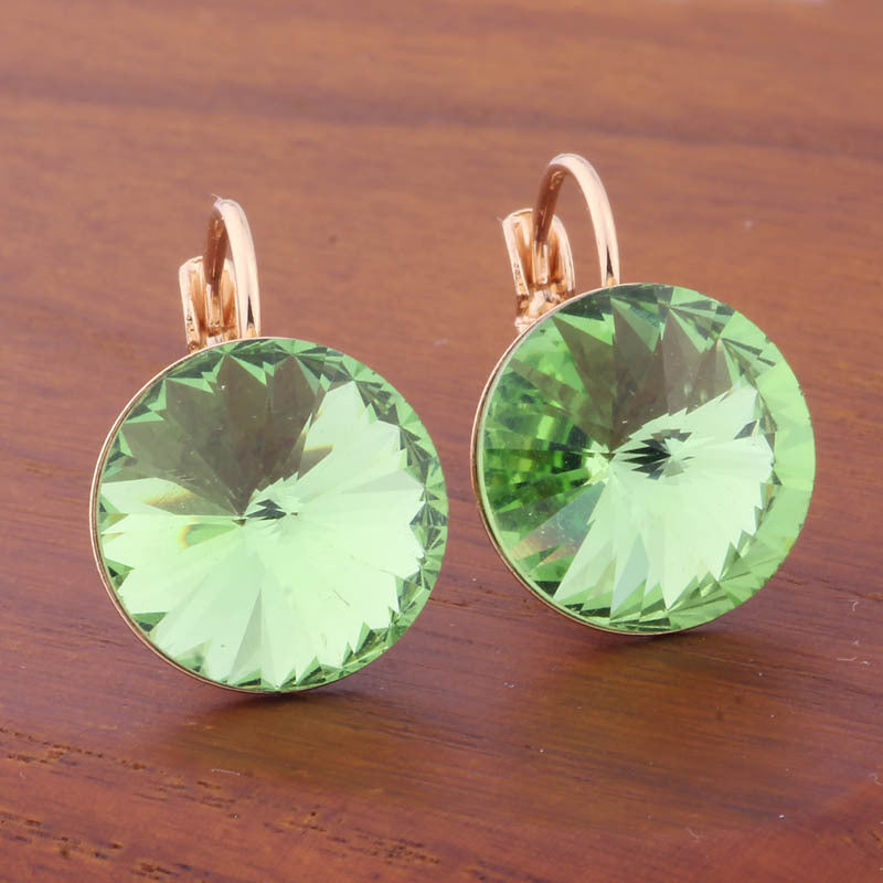 14mm Round Color Ear Buckle European and American Cross-border Earrings Gold Earrings Advanced Sense ins Simple Popular Jewelry