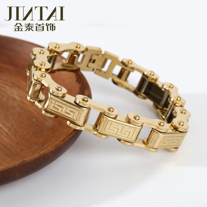 Cross-Border Direct Sales Amazon Aliexpress European and American Fashion Trend Personalized Stainless Steel Men's Bracelet Jewelry Wholesale