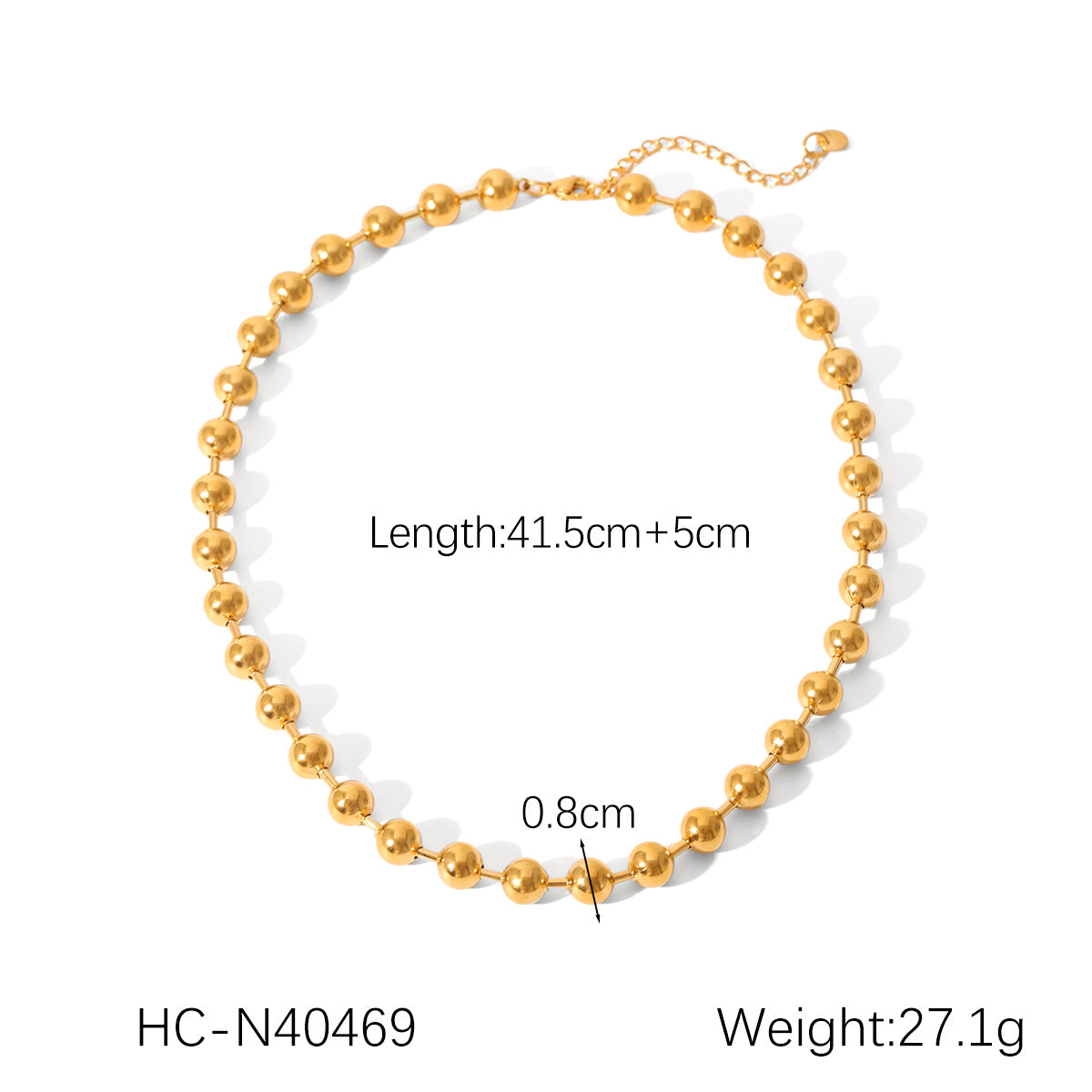 European and American Contrasting Color Ball Chain Stainless Steel Necklace Bracelet Women's Light Luxury Titanium Steel Clavicle Chain Color Matching Necklace Cross-Border Hand Jewelry