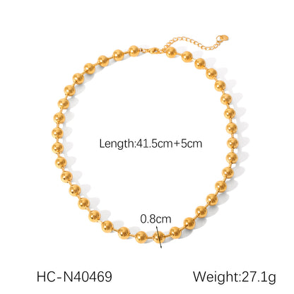 European and American Contrasting Color Ball Chain Stainless Steel Necklace Bracelet Women's Light Luxury Titanium Steel Clavicle Chain Color Matching Necklace Cross-Border Hand Jewelry