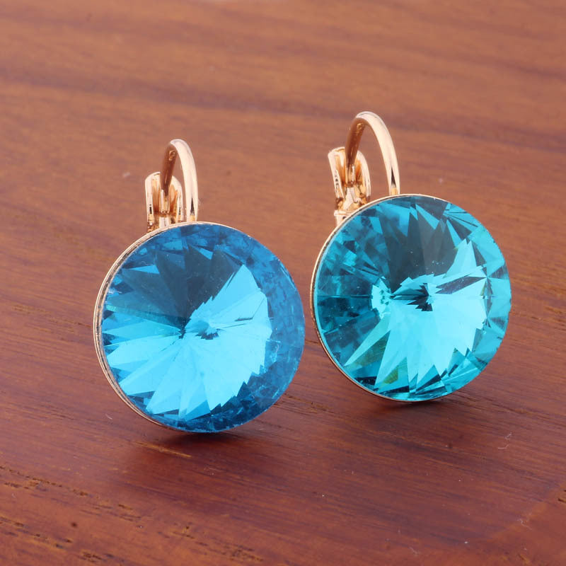 14mm Round Color Ear Buckle European and American Cross-border Earrings Gold Earrings Advanced Sense ins Simple Popular Jewelry
