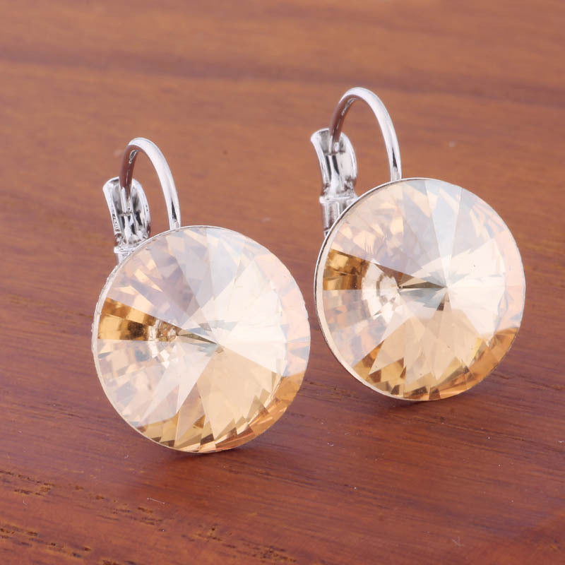 14mm Round Color Ear Buckle European and American Cross-border Earrings Gold Earrings Advanced Sense ins Simple Popular Jewelry