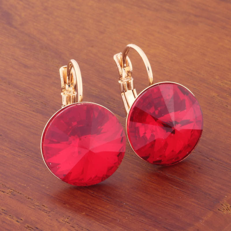 14mm Round Color Ear Buckle European and American Cross-border Earrings Gold Earrings Advanced Sense ins Simple Popular Jewelry