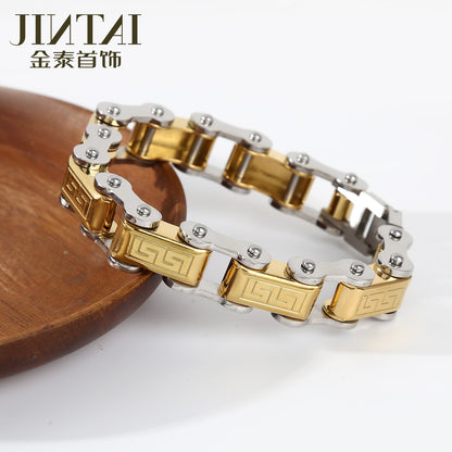 Cross-Border Direct Sales Amazon Aliexpress European and American Fashion Trend Personalized Stainless Steel Men's Bracelet Jewelry Wholesale
