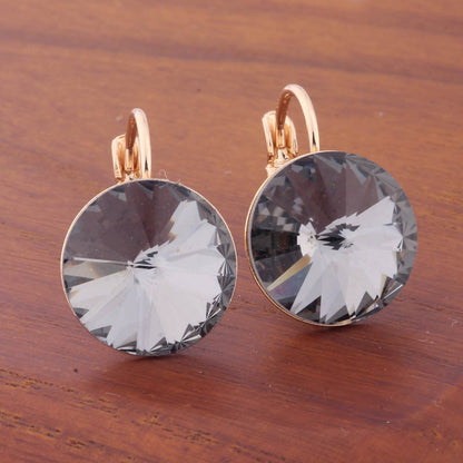 14mm Round Color Ear Buckle European and American Cross-border Earrings Gold Earrings Advanced Sense ins Simple Popular Jewelry