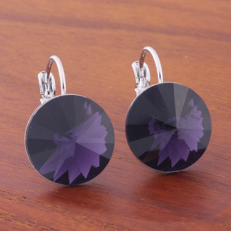 14mm Round Color Ear Buckle European and American Cross-border Earrings Gold Earrings Advanced Sense ins Simple Popular Jewelry