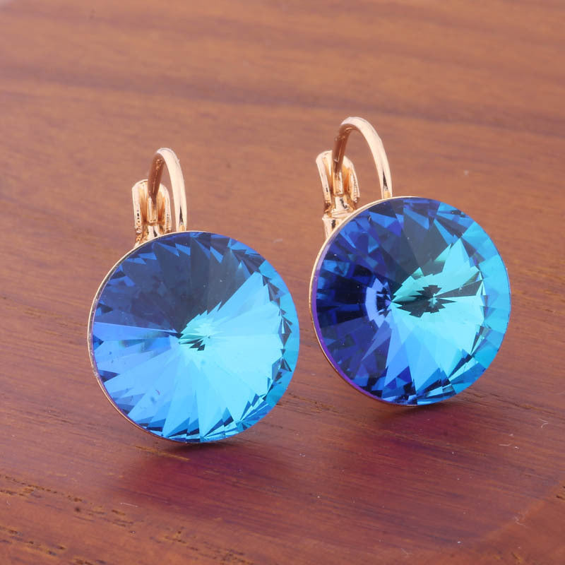 14mm Round Color Ear Buckle European and American Cross-border Earrings Gold Earrings Advanced Sense ins Simple Popular Jewelry