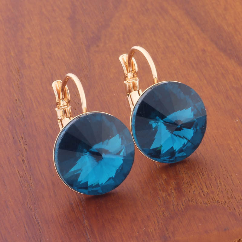 14mm Round Color Ear Buckle European and American Cross-border Earrings Gold Earrings Advanced Sense ins Simple Popular Jewelry