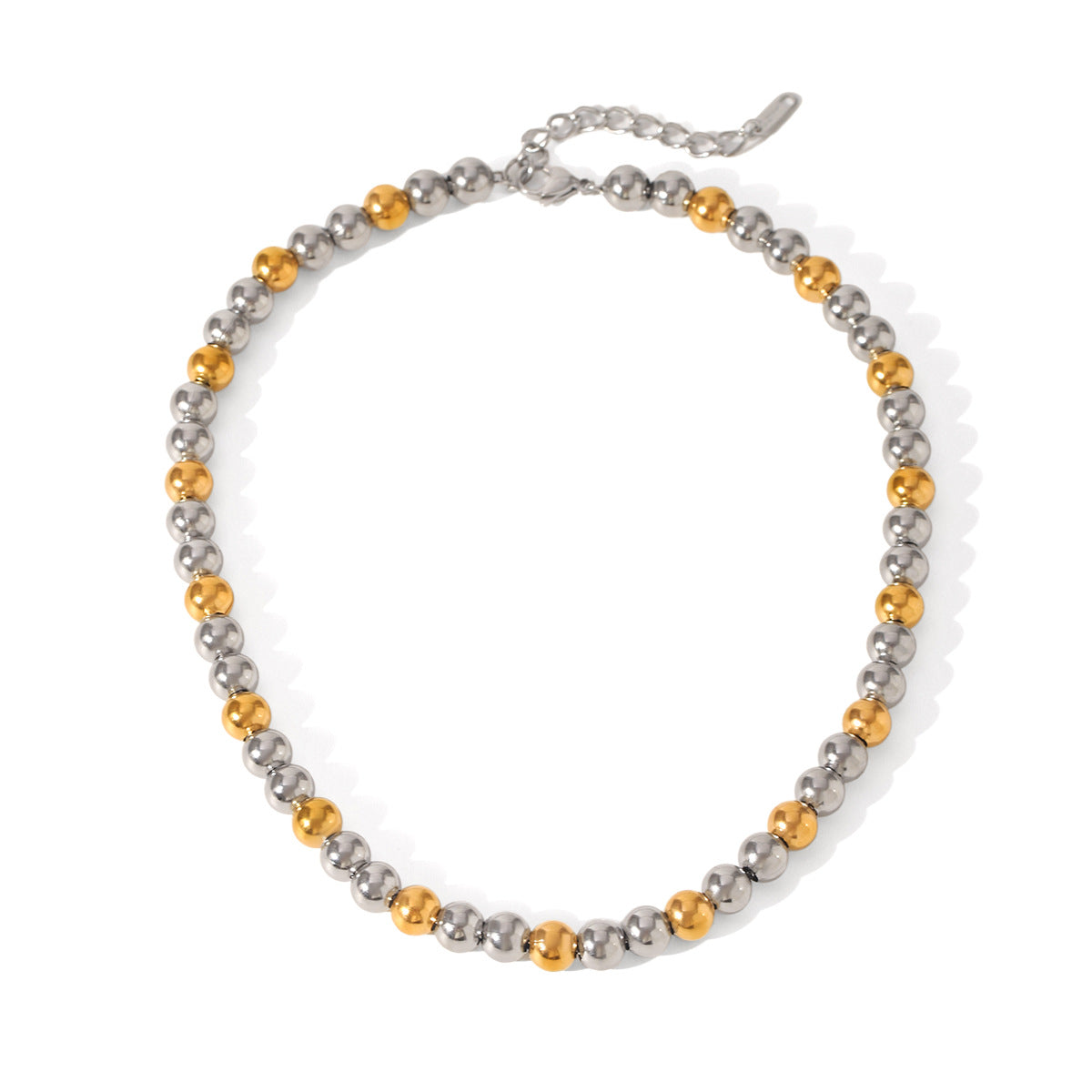 European and American Contrasting Color Ball Chain Stainless Steel Necklace Bracelet Women's Light Luxury Titanium Steel Clavicle Chain Color Matching Necklace Cross-Border Hand Jewelry