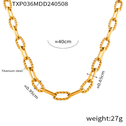 European and American Hip-Hop Fashion All-Match New Pattern Necklace Personalized Trendy Bracelet Titanium Steel Gold Plated Neutral Chain suit Women