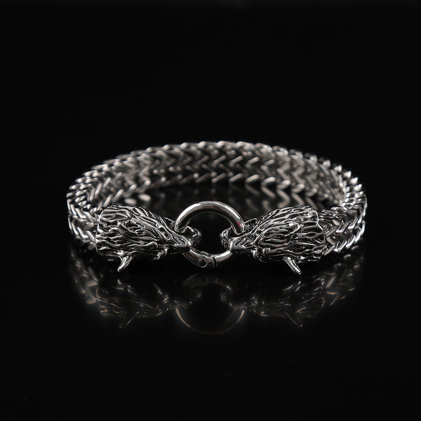 European and American Popular Retro Viking Wolf Head Bracelet Men's Stainless Steel Chain European and American Fashion Norwegian Style Bracelet Wholesale