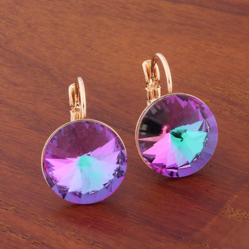 14mm Round Color Ear Buckle European and American Cross-border Earrings Gold Earrings Advanced Sense ins Simple Popular Jewelry