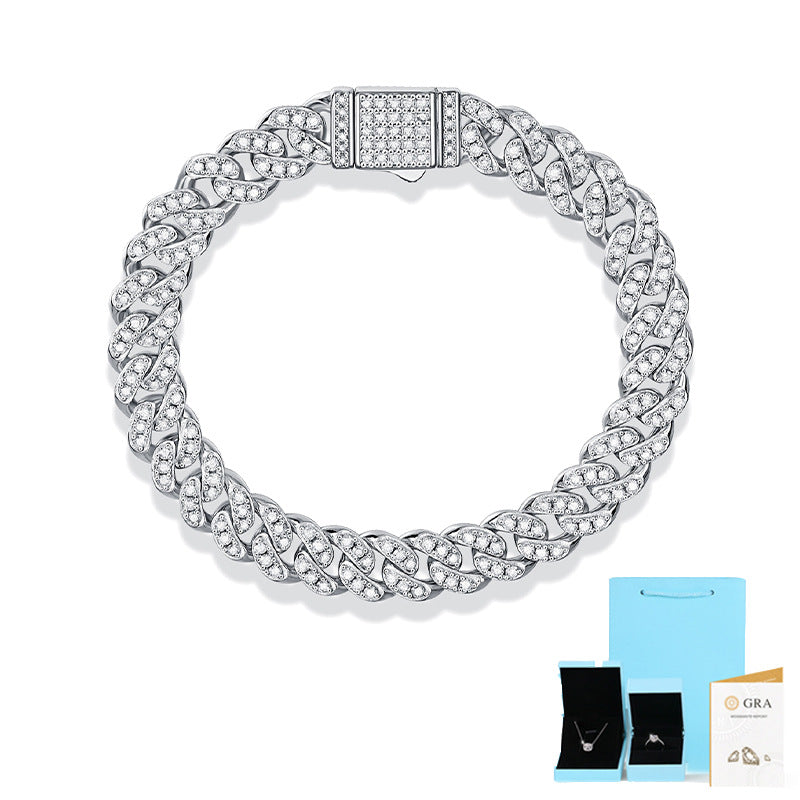 Cross-Border S925 Silver Moissanite Pure Silver Bracelet Niche Light Luxury High-End Bracelet Ins Fashion Temperament Jewelry for Women